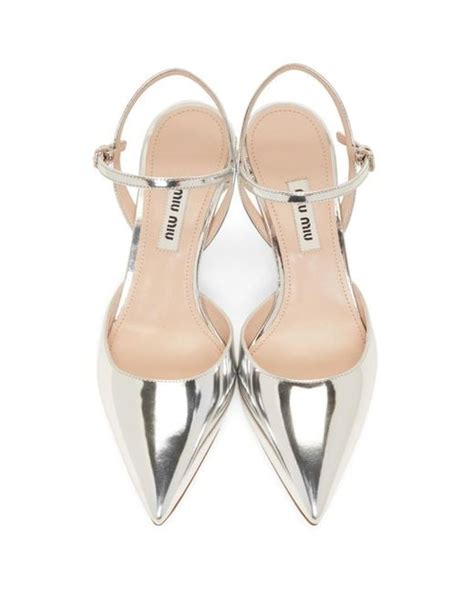 miu miu 5i448b suede|Metallic leather slingbacks Silver .